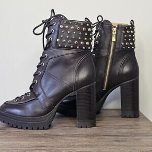Michael Michael Kors Women's Yvonne Studded Leather Boot Size 9 Chocolate NWT